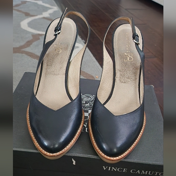 Boutique 58 Navy Blue Slingback Heels - Picture 2 of 5
